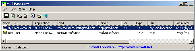 Recover lost Gmail password with Mail PassView