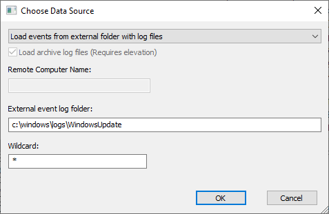 Choose Windows update etl files