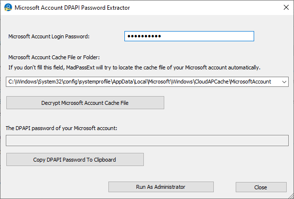 MadPassExt  - Microsoft Account DPAPI Password Extractor
