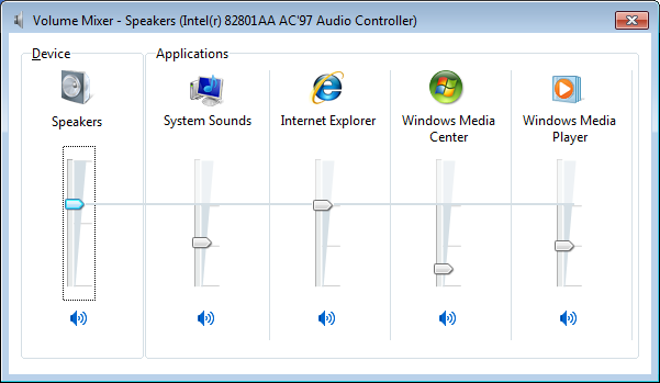 Windows 7 Volume Mixer