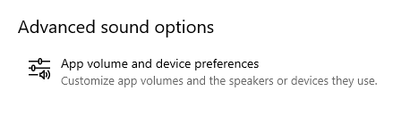App volume and device preferences button